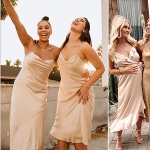 Mumu | Verona Cowl Dress ~ Champagne Luxe Satin | S